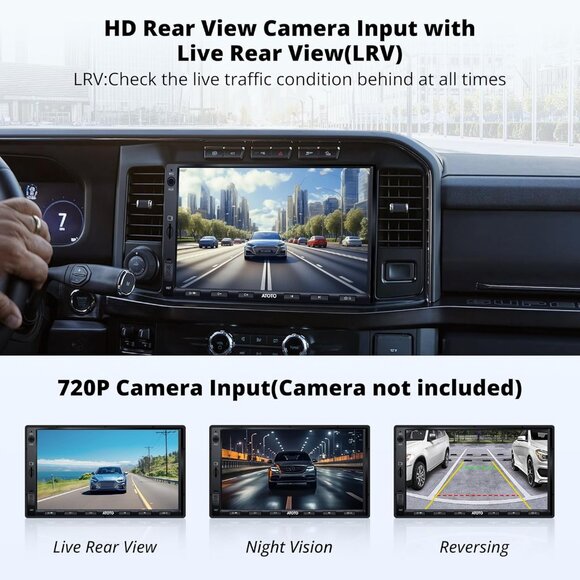 NIB. Double Din Car Stereo/Wireless CarPlay & Android Auto, 7" QLED Screen - Picture 5 of 8